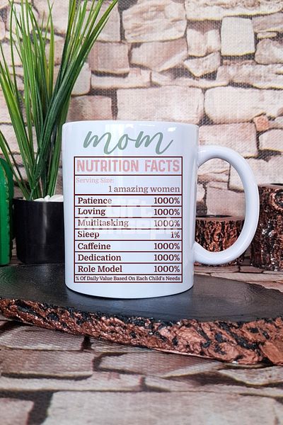 giftkonsept Mom Nutrition Facts Fun Mother's Day Gift Printed Tea Coffee Presentation Mug Cup