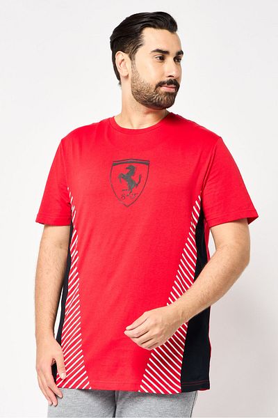 Scuderia Ferrari Men Sportswear Fit Short Sleeves Outdoor T-Shirt, Multicolor