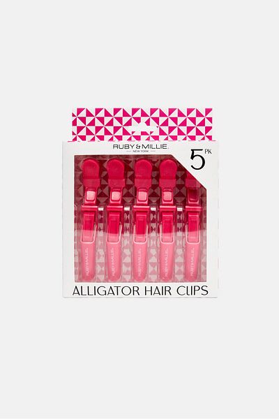 Ruby & Millie 5 Pcs Alligator Hair Clips, Pink