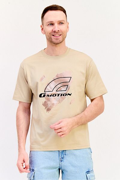Giordano G-Motion Men Sportswear Fit Short Sleeve Outdoor T-Shirt, Tan