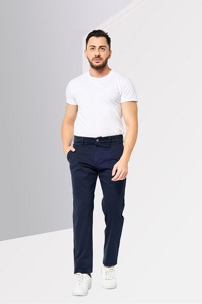 Harmont & Blaine Men Narrow Fit Solid Chino Pants, Navy