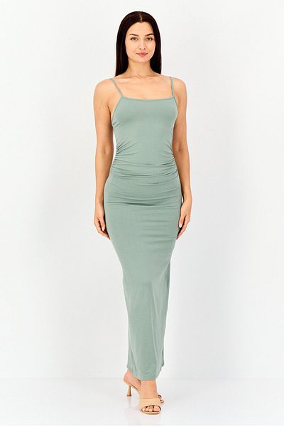 Bebe Women Solid Maxi Dress, Sage Green
