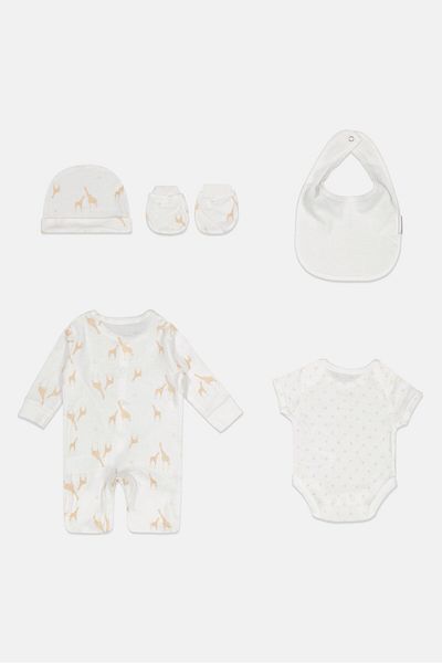Rock A Bye Baby Boutique Toddlers Boy 5 Pieces Allover Print Gift Set, Multicolor