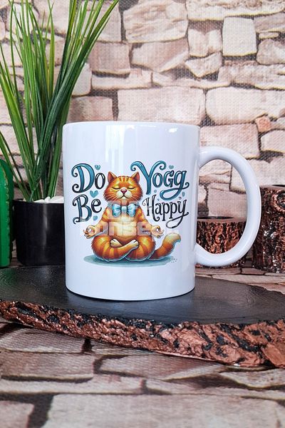 giftkonsept "Do Yoga Be Happy" Do Yoga Be Happy Gift Printed Tea Coffee Presentation Mug Cup