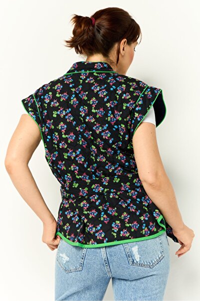 Scotch & Soda Women Quilted Belted Vest, Floral