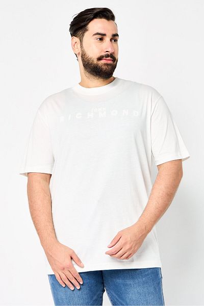John Richmond Men Crew Neck Short Sleeve Brand Logo T Shirt, White
