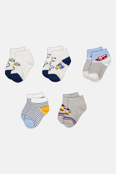 RBX Kids Boy 5 Pairs Allover Print Ankle Socks, Multicolor
