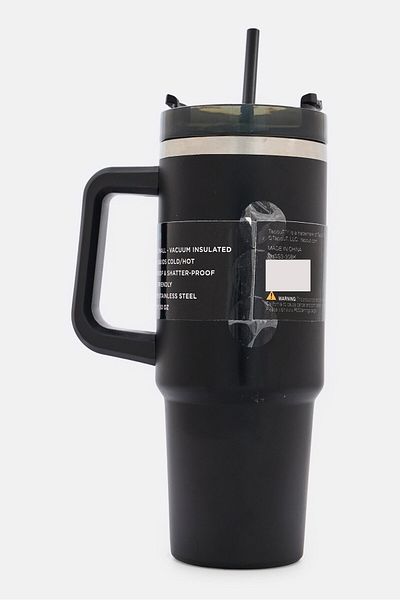 Tapout Fitness Stainless Steel Vacuum Insulated Tumbler With Straw 900ml, Black