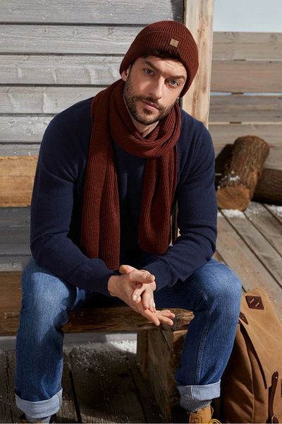 Tchibo Men Knitted Hat, Brown