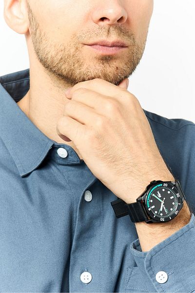 Lacoste Men 2011284 Silicone Analog Watch 35 mm, Black