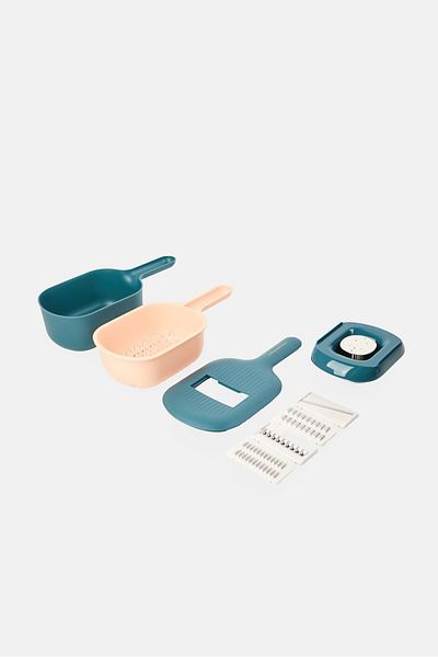 Catherine Malandrino Vegetable Slicer With Four Types Of Blade, Teal Blue