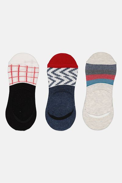 Tapout Men 3 Pairs Textured Invisible Socks, Multicolor