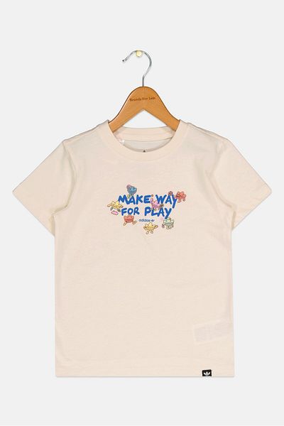 adidas Toddlers Boy Graphic Print Short Sleeves Tee, Beige