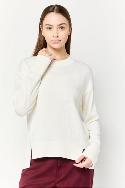 Harmont & Blaine Women Crew Neck Long Sleeve Knitted Sweater, Light Beige