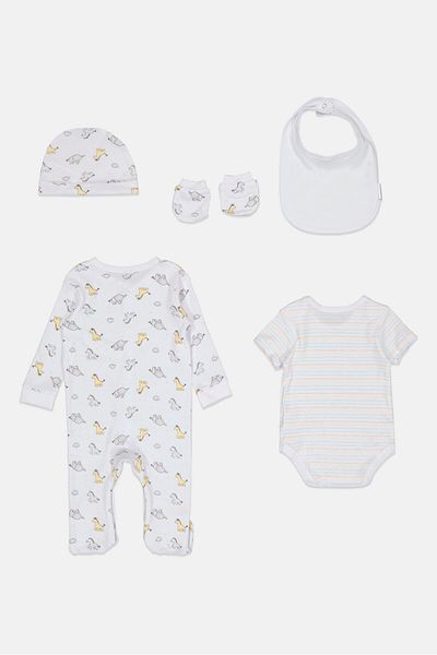 Rock A Bye Baby Boutique Toddlers Boy 5 Pieces Allover Print Gift Set, Multicolor