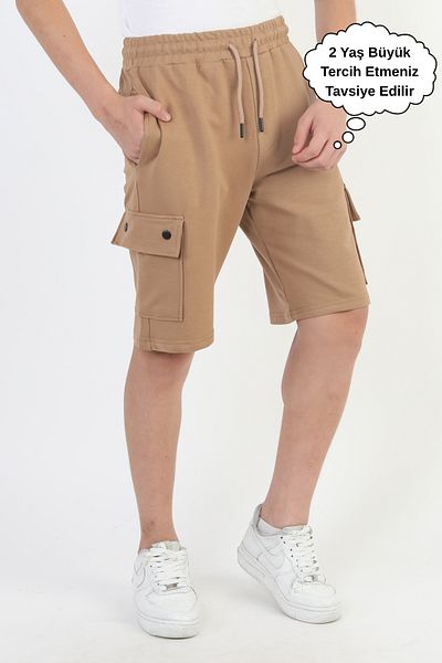 ASYAKİDS CLUB Boy's Summer Combed Cotton Sports Capri Shorts with Pockets
