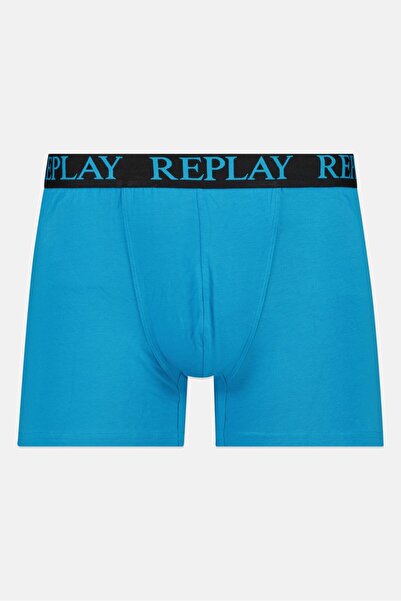 Replay Men 2 Pack Brand Logo Trunks, Blue