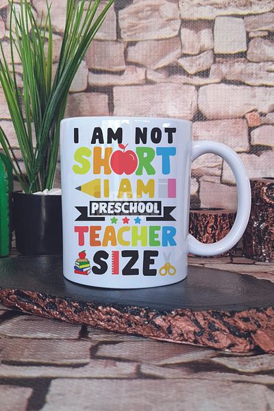 giftkonsept I Am Not Short I Am Preschool Teacher Size Printed Funny Gift Printed Mug