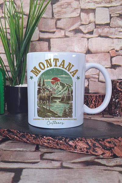 giftkonsept Montana Summer Trip Printed Summer Vacation Nature Adventure Gift Printed Tea Coffee Presentation Mug Cup