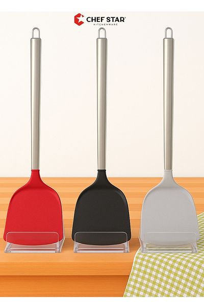 Chefstar Stainless Steel Handle Heat Resistant Wide Silicone Spatula