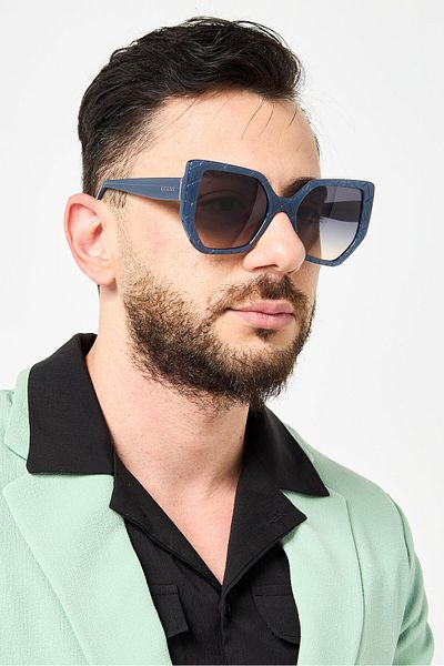 Guess Men GU0015384B55 Square Sunglasses, Grey