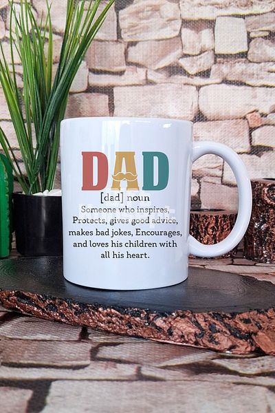 giftkonsept Dad Noun 3 Printed Special Definition for Dad Father's Day Gift Printed Tea Coffee Presentation Mug Cup