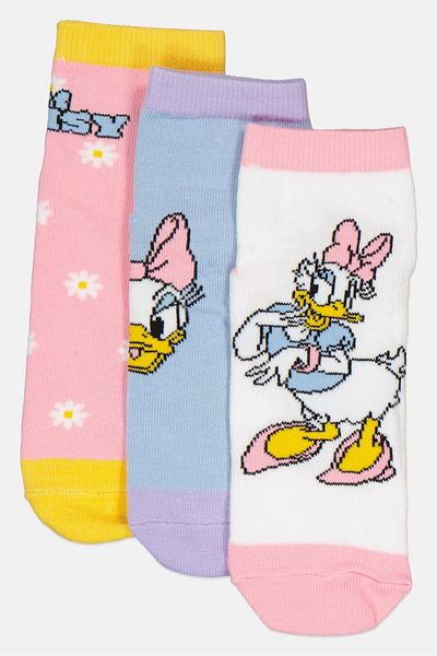 Disney Kids Girl 3 Pairs Ankle Socks, Multicolor