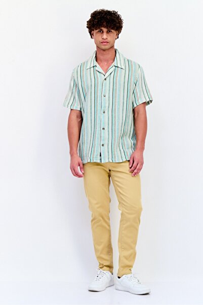 Vince Camuto Men Regular Fit Short Sleeve Stripe Casual Shirt, Multicolor