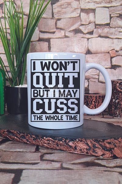 giftkonsept I Won'T Quit Written Gym Sports I Can'T Give up Fitness Azmi Gift Printed Tea Coffee Presentation Mug Cup
