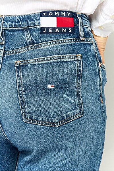 Tommy Hilfiger Women Regular Fit Washed Stretchable Rip Denim Jean, Blue