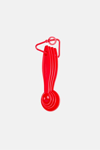 FACKELMANN 4 Pieces Measuring Teaspoon Set, Red