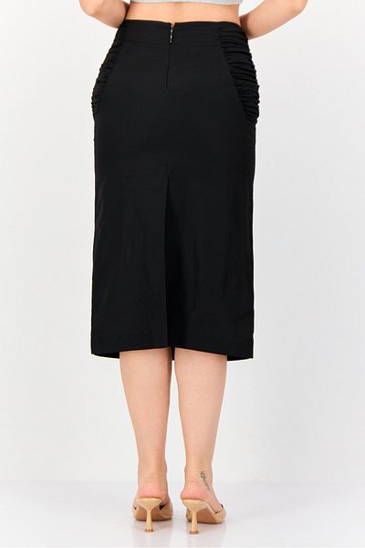 MSGM Women Textured Midi Skirts, Black