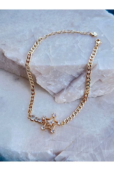 NFS BUTİK Zircon Stone Snowflake Figure 316L Steel-Ysx Anklet