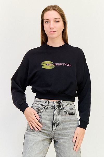 Levi's Women Crew Neck Graphic Print Long Sleeve Sweatshirt, Black