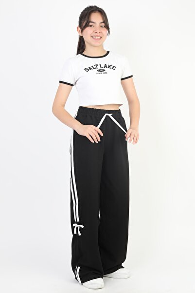 ASYAKİDS CLUB Kız Çocuk Cepli Rahat Kesim Penye Eşofman Altı