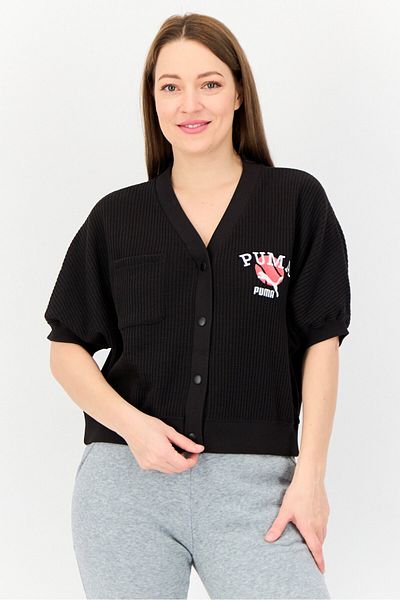 Puma Women Sportswear Fit Short Sleeve Outdoor Sweatshirt, Black
