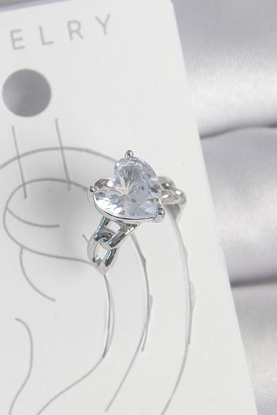 MBB ETİCARET Brass Silver Color Zircon Stone Heart Model Women's Cartilage Earrings - Tj-Bkp10563