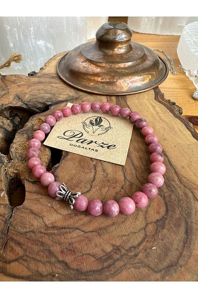parze doğaltaş Rodonite Natural Stone Bracelet 6 mm Silver Material