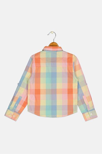 Dkny Kids Boy Checkered Long Sleeve Casual Shirt, Multicolor