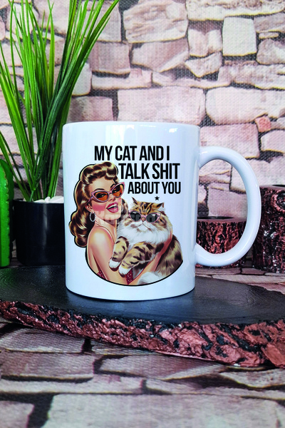 giftkonsept كوب تقديم القهوة والشاي المطبوع عليه هدية ممتعة لمحبي القطط الفكا...