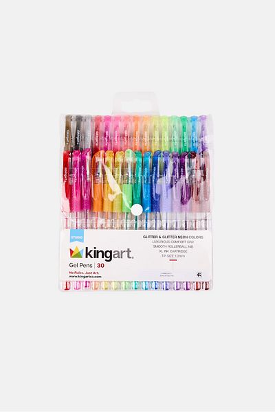 Kingart 30 Piece Soft Grip Gel Pen Set, Multicolor