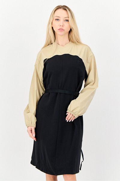 adidas Women Sportswear Fit Long Sleeves Outdoor Belted Dress, Multicolor