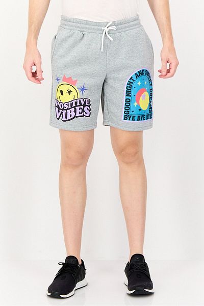 Members Only Men Graphic Print Basic Shorts, Grey