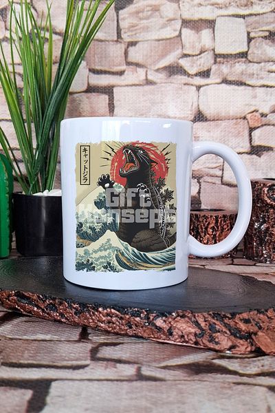 giftkonsept Catzilla 2 Printed Japanese Cat Art Anime Manga Figure Gift Printed Mug Cup