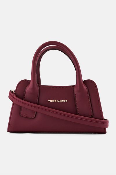 Vince Camuto Women Brand Logo Shoulder Bag, Claret Red