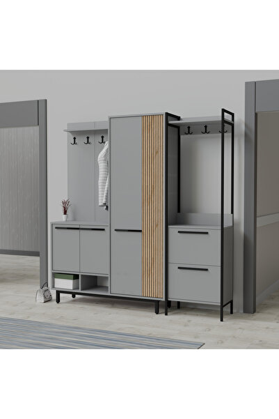 Abre Plaza Lux Portmanto Askılıklı Modern Vestiyer Takımı