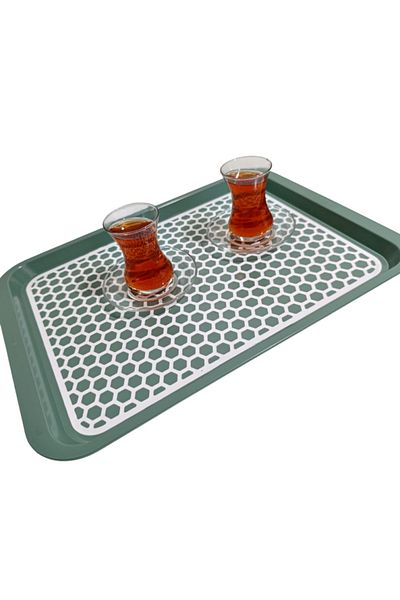 Geseus Non-Slip Based Serving Tray Presentation Tray Large Size-1136-02-Bordo,Green