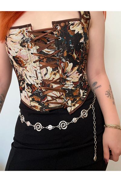 CSR AKSESUAR Silver Pattern Detailed Body & Waist & Dress & Pants & Skirt Chain Belt