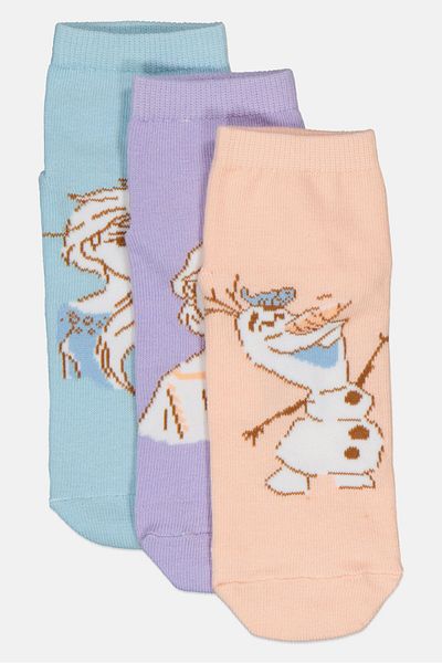 Disney Kids Girl 3 Pairs Graphic Print Socks, Multicolor