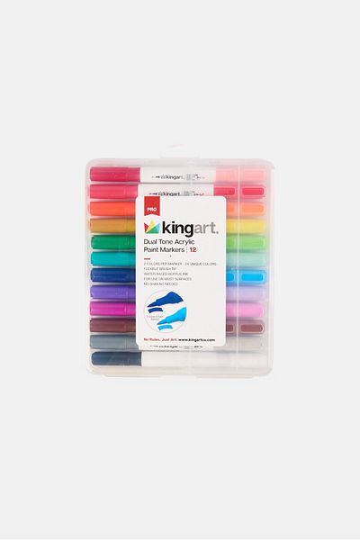 Kingart 12 Pieces Dual Tone Acrylic Paint Markers, Multicolor